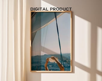 Luxury Yacht Poster | Old Money Aesthetic | Luxurious Boat Print | Sailing in Summer Poster | Luxury Fashion Print | DIGITAL DOWNLOAD