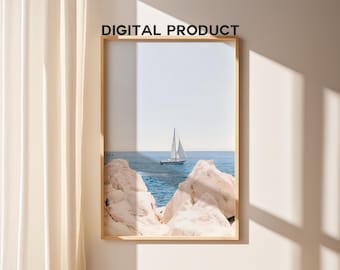 Luxury Yacht Poster | Old Money Aesthetic | Luxurious Boat Print | Sailing in Summer Poster | Luxury Fashion Print | DIGITAL DOWNLOAD