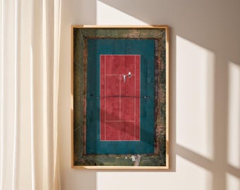 Tennis Court Wall Art, Retro Sports Print