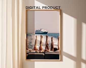Luxury Yacht Poster | Old Money Aesthetic | Luxurious Boat Print | Sailing in Summer Poster | Luxury Fashion Print | DIGITAL DOWNLOAD