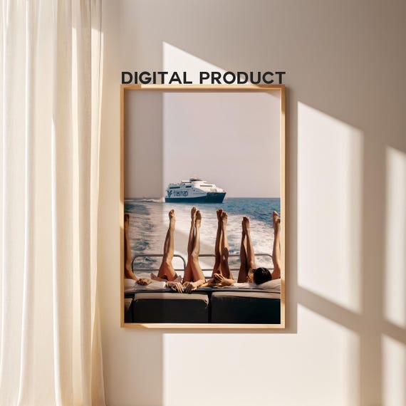 Luxury Yacht Poster | Old Money Aesthetic | Luxurious Boat Print | Sailing in Summer Poster | Luxury Fashion Print | DIGITAL DOWNLOAD