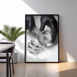 Abstrakte Glas Schneiden Kunst Leinwanddruck, Behandschuhte Hände Schneiden Glas, Moderne Minimalistische Wand-Dekor, Industrielle Kunst Geschenk