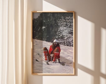 Retro Après Ski Kunst, Vintage Winter Magazin, Luxus Mode Druck, Mode Magazin Poster, Alte Mode, Skiing Kunst, Leinwand Wandkunst