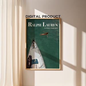 Póster de Ralph Lauren / Póster de revista de moda vintage / Arte de lienzo de moda retro / Impresión de moda de lujo, Ralph Lauren antiguo / Descarga digital