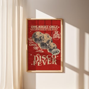 Retro Disco Fever Poster, 1970s Poster, Funky Disco Poster, Retro Wall Art, Preppy Dorm Room Decor, Grunge Disco Poster, Canvans Art