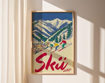 Vintage Ski Poster, Funky Apres Ski Leinwand Kunst