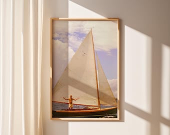 Old Money Boat Poster, Old Money Boat Poster, Blue Ocean Wall Art, Luxury Yacht Poster, Luxury Fashion Print, Summer Poster Canvas Wall Art