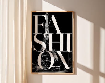 Paris Fashion Print, Eiffel Tower, Girl Room Decor