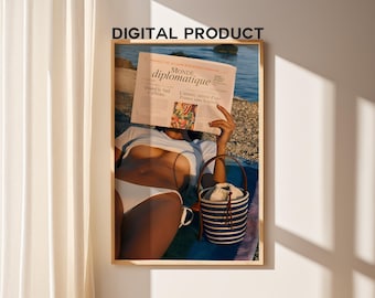 Póster de revista de moda, impresión de moda de moda, dinero antiguo, arte estético, decoración de pared de diseñador de lujo, minimalista, elegante, estilo de los años 70, arte de pared imprimible