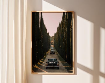 Poster di auto di lusso, estetica di vecchia data, arte murale di moda, poster di viaggio costiero, auto retrò, stampe di lusso, arte murale su tela