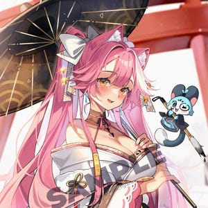 Cartel de kimono de año nuevo de Raora - Vtuber Hololive Justice Lámina artística