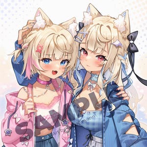 Póster de atuendo informal de Fuwamoco - Impresión artística de Adviento de Hololive de Vtuber