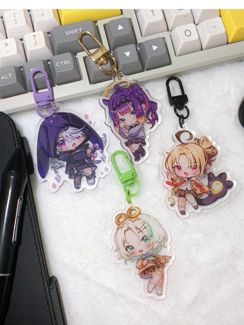 Sleutelhanger Elizabeth Raora Gigi Cecilia Bijou Ina - Vtuber Hololive Charm afbeelding 2