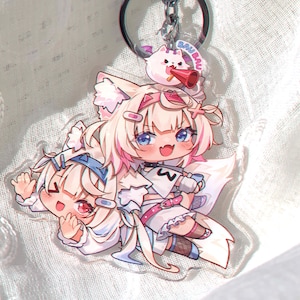 Fuwamoco Keychain Wrestling - Vtuber Hololive Advent Charm 3&quot;