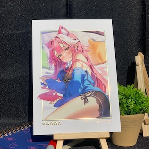 Raora Nap Time-poster - Vtuber Hololive-kaart met goudfolie van 5 x 7 inch