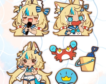 Emaille pin Sameko Saba en Kaniki set Vtuber