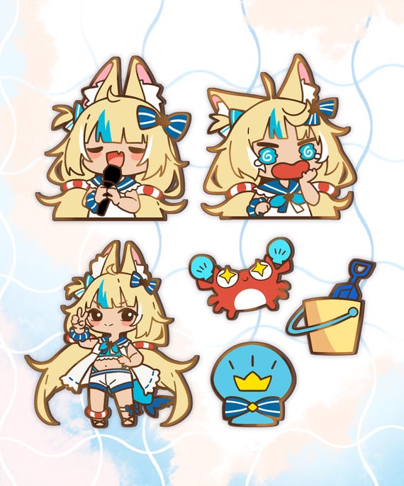 Sameko Saba デビュー記念 缶バッジ Enamel Pin Sameko Saba and Kaniki Set Vtuber - Etsy