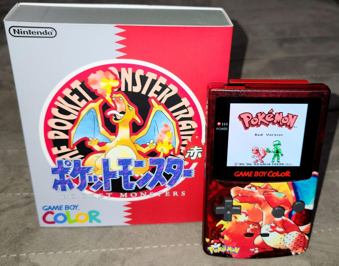 Nintendo Game Boy Color Charizard OLED IPS Screen Upgraded Speaker Usb ...