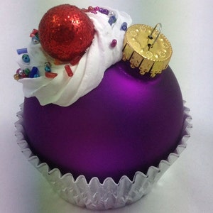 Cupcake Ornament Purple image 1