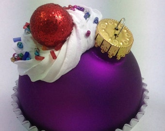 Cupcake Ornament - Purple