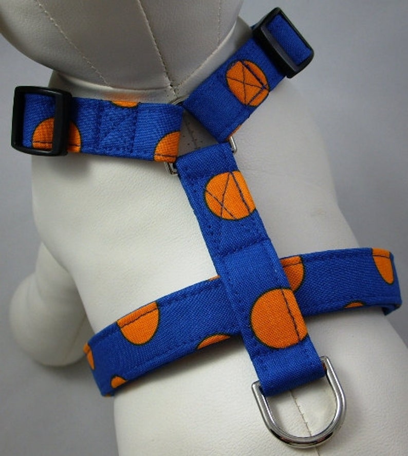 Dog Harness Orange and Blue Polka Dot
