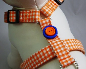 Dog Harness - Orange Gingham