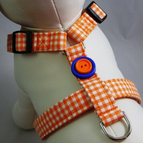 Dog Harness - Orange Gingham