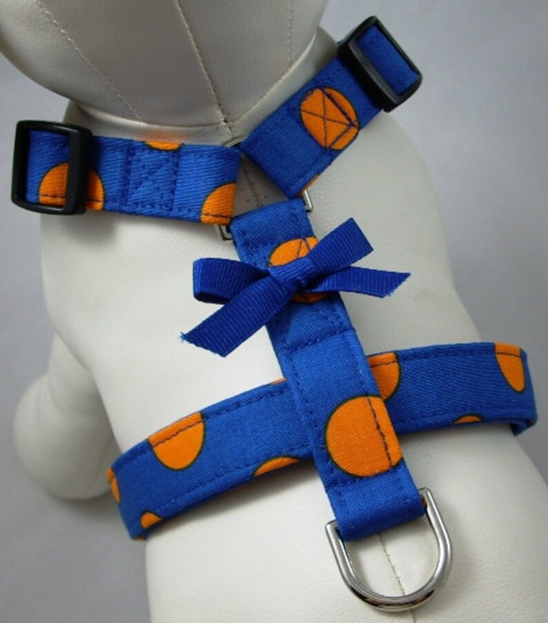 Dog Harness Orange and Blue Polka Dot