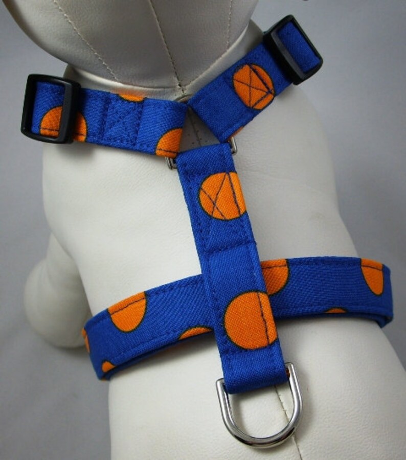 Dog Harness Orange and Blue Polka Dot