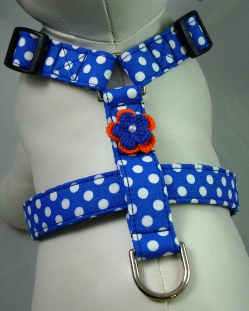 Dog Harness Blue Polka Dot Etsy