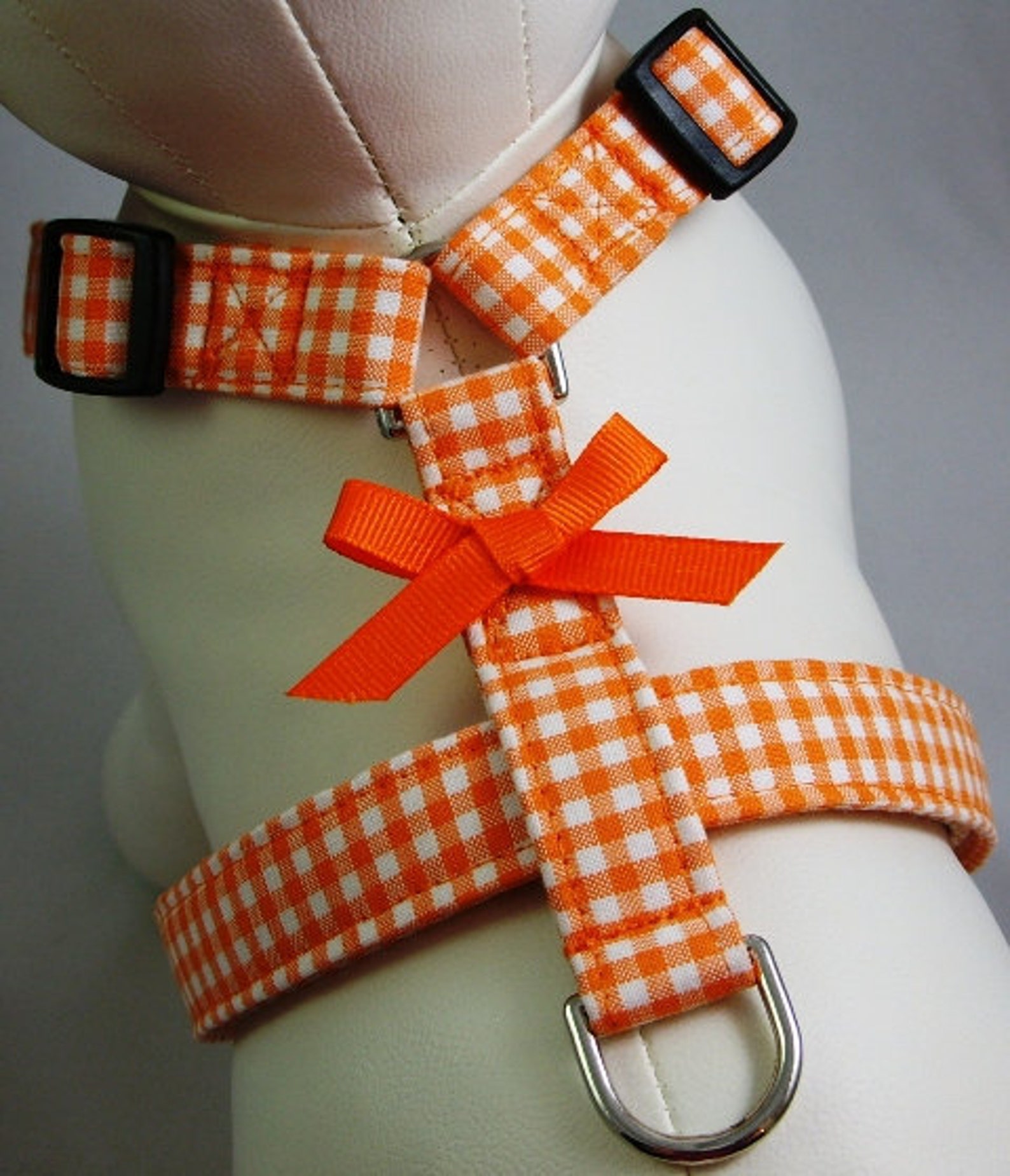 Dog Harness Orange Gingham Etsy