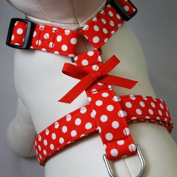 Dog Harness - Red Polka Dot