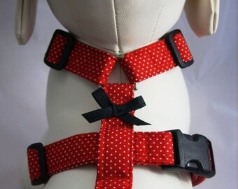 Dog Harness - Red Pin Dot