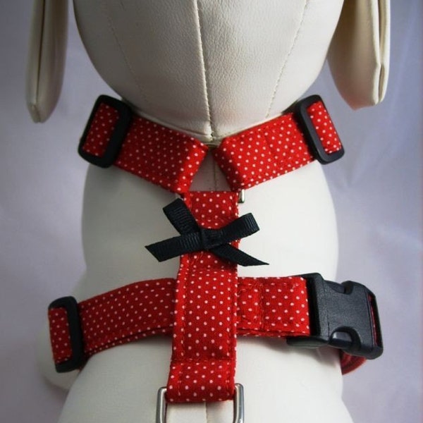 Dog Harness - Red Pin Dot