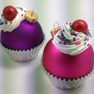 Cupcake Ornament Purple image 2