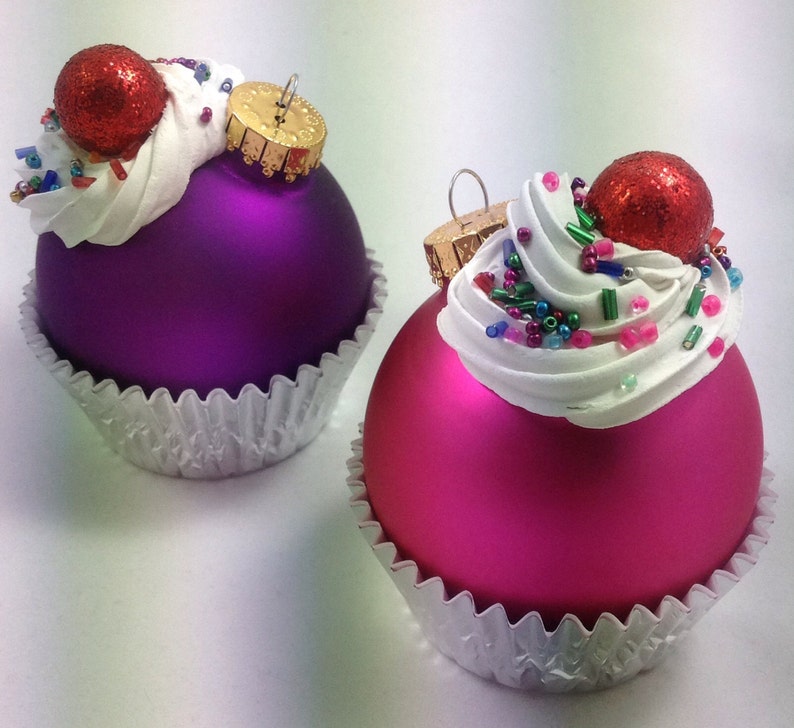 Cupcake Ornament Purple image 2