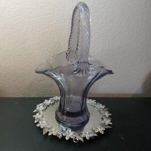 GORGEOUS Czech Neodymium Alexandrite Glass 10&quot; Basket Vase