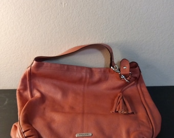 EXQUISITE Never Used COACH Coral Pebbled Leather 15" Avery Hobo Bag.