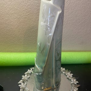 Stunning Glazed Ceramic with Crystalline Glaze 11” Tall Abstract Vase Made In Italy