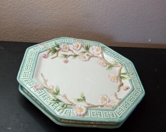 Par de platos octagonales Fitz & Floyd de 10" CHERRY BLOSSOM