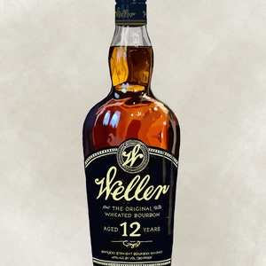 Weller 12 Year Bourbon Bottle Poster | Kentucky Bourbon Whiskey Art | Kentucky Art