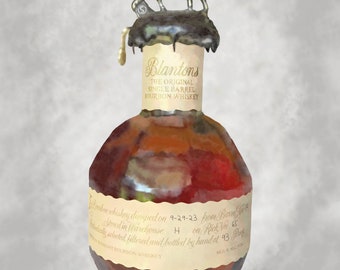 Poster acquerello di bottiglia di bourbon di Blanton / Arte del whisky bourbon del Kentucky / Arte del Kentucky