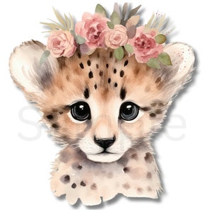 Gepard Jungtier, SVG, PNG, Geburtstag, Party, Kinder, Sommer, Gänseblümchen, Bunt, High Definition, Sofort Download