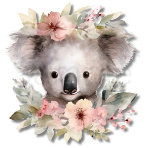 Blumen Koala, SVG, PNG, Geburtstag, Party, Kinder, Sommer, Gänseblümchen, Bunt, High Definition, Sofort Download