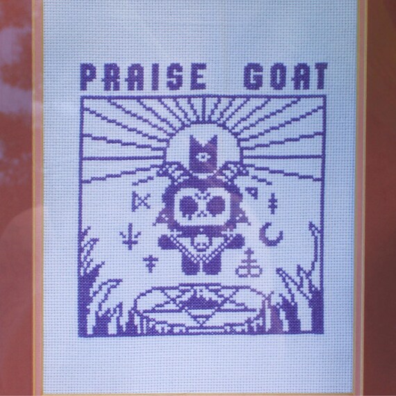 Praise Goat - Cult of the Lamb - Modern Cross Stitch Pattern