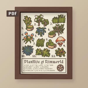 Plantlife of Rimworld - Modern Cross Stitch Pattern - Digital PDF