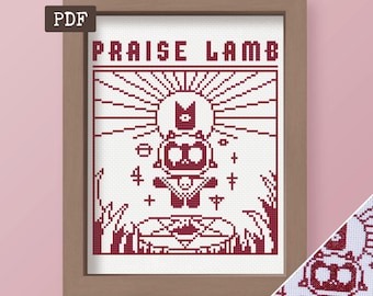 Praise Lamb - Cult of the Lamb - Modern Cross Stitch Pattern - Horror - Digital PDF