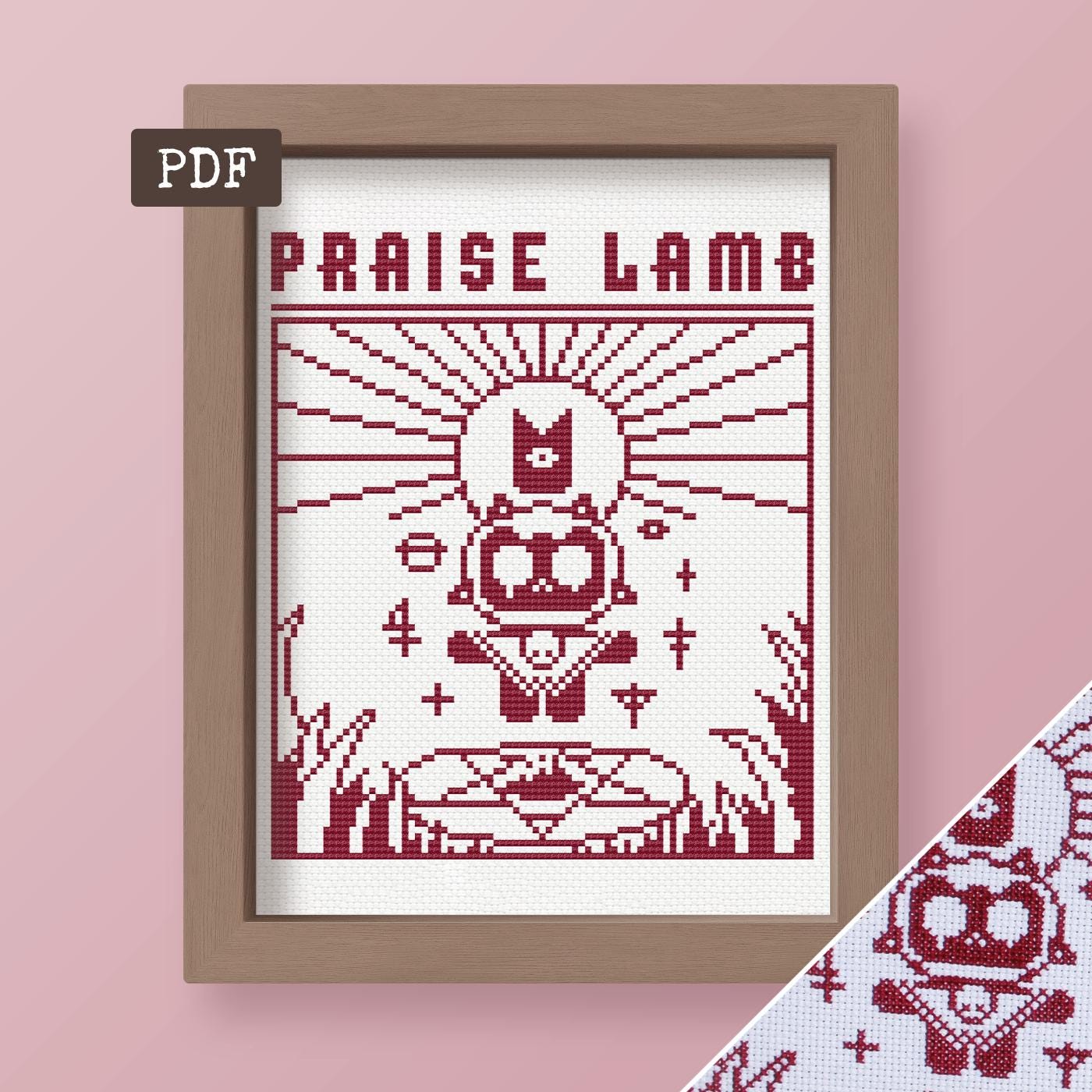 Praise Lamb - Cult of the Lamb - Modern Cross Stitch Pattern - Horror ...