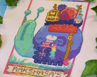 Rakshasa - cultus van het lam - modern kruissteekpatroon - digitale pdf