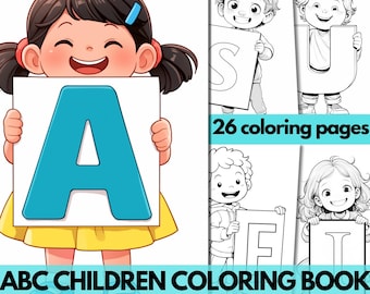 ABC Alphabet Coloring Book for Kids, Educational Activity Book for Toddlers and Preschoolers, Instant PDF Download